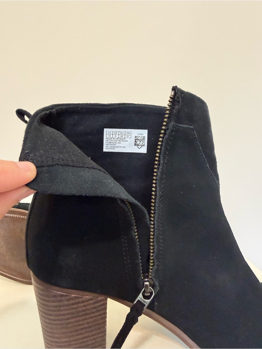 Toms Lunata Black Suede Booties Women’s 10 Wood Heel 3in - Picture 7 of 14